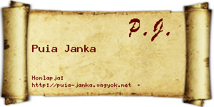 Puia Janka névjegykártya